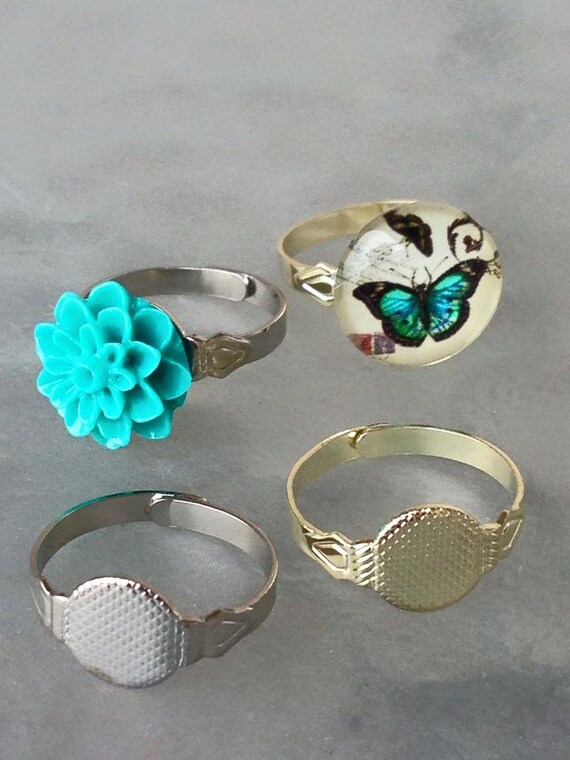10 HIGH QUALITY Adjustable Ring Blanks 10mm Glue Pad Antique Etsy