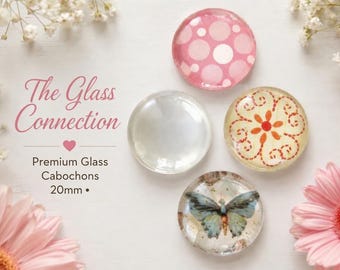 50 Pack 20mm Clear Glass Cabochons - Flat Back Round Dome Cabs for Jewelry Making, Pendants, Magnets & Crafts High Quality