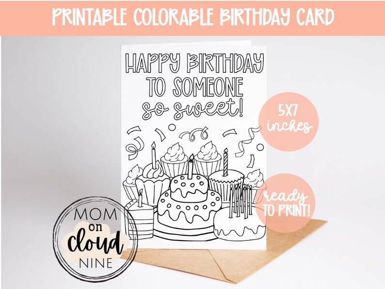 Printable Colorable Birthday Card | Coloring Birthday Card Printable ...