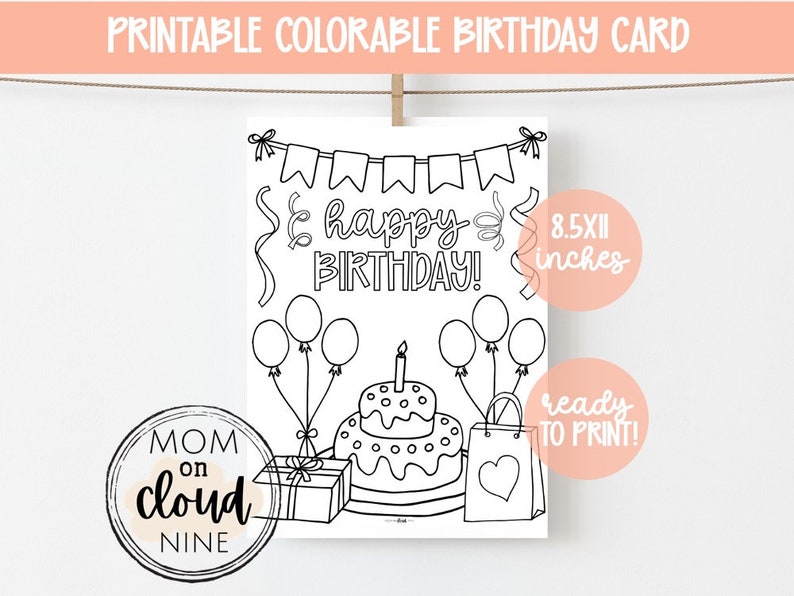 Printable Colorable Birthday Card | Coloring Birthday Card Printable ...