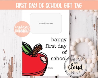Regalo para el primer día de clases / Regalos para el primer día de clases para maestros / Portatarjetas de regalo moderno imprimible / Regalo para el primer día de clases para estudiantes