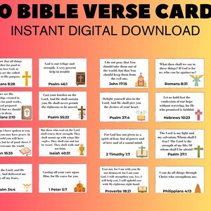80 Bible Scripture Cards - Encouragement Bible Verse Cards - Christian Printable - Religious Cards - Bible Gifts - Inspirational Cards