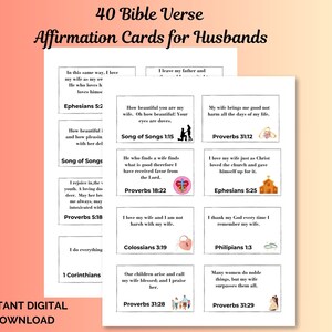 40 cartões de afirmação para impressão de versículos bíblicos para casamento (marido)