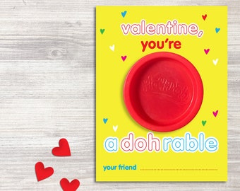 play doh valentine printable, kids candy free valentine printable, preschool class valentines, you're adohrable