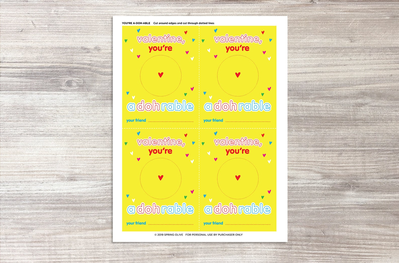 Play Doh Valentine Printable Kids Candy Free Valentine - Etsy