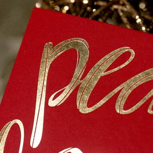 Gold Foil Stamped Holiday Card / Peace Love and Joy / single card and envelope image 4