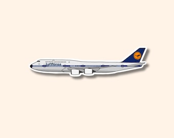 Adhesivo de avión Boeing con la librea retro del 747 de Lufthansa / Calcomanía brillante de aviación