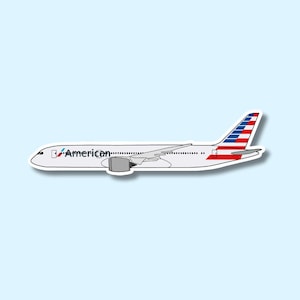 Pegatina/calcomanía del avión 787 de American Airlines para portátil, maleta, botella de agua, viaje, regalo y diario.