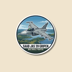 Pegatina Saab Jas 39 Gripen - Calcomanía de aviación brillante - Pegatina militar
