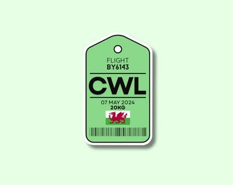 Cardiff Airport Luggage Tag Sticker | Glossy CWL Aviation Decal