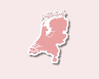 Netherlands Map Sticker | Decal for Laptop, Suitcase, Water Bottle | Travel, Gift, Journal