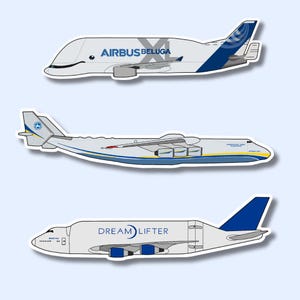 Pegatinas de avión Big Jets Bundle para portátil, maleta, botella de agua, viajes, regalo y diario.