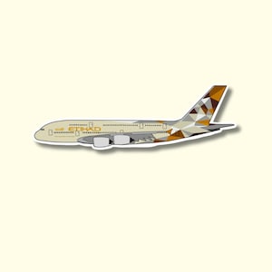 Etihad A380 Flugzeug Aufkleber | Aufkleber für Laptop, Koffer, Wasserflasche | Reise, Geschenk, Journal