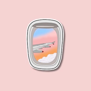 Flugzeug Fenster Aufkleber | Aufkleber für Laptop, Koffer, Wasserflasche | Reise, Geschenk, Journal