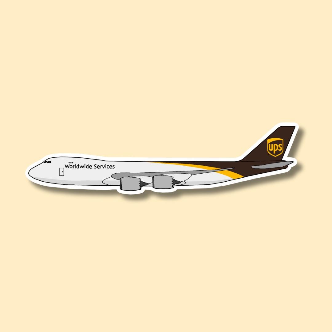 UPS 747 Airplane Sticker | Glossy Aviation Decal - Etsy