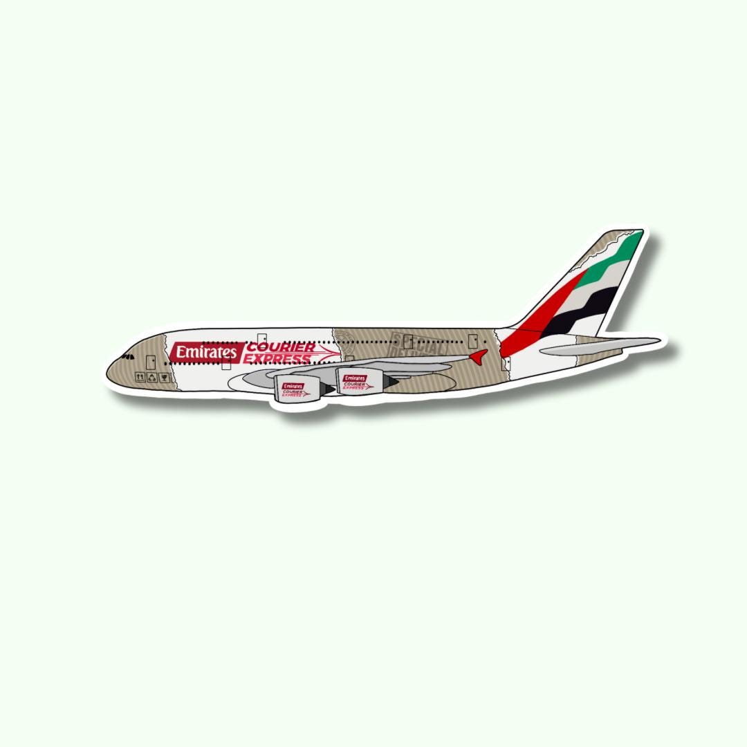 Emirates A380 (cargo Express Livery) Airbus Airplane Sticker | Glossy ...