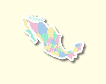 Mexico Map Sticker | Decal for Laptop, Suitcase, Water Bottle | Travel, Gift, Journal
