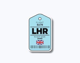 London Heathrow Luggage Tag Sticker | Glossy LHR Aviation Decal