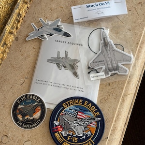 F15 Eagle Birthday Bundle - Greeting Card, Patch, Air Freshener & Sticker Bundle