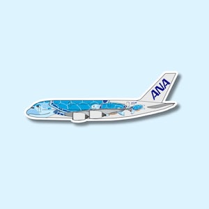 Adesivo de avião ANA A380 (azul) | Decalque para laptop, mala, garrafa de água | Viagem, presente, diário