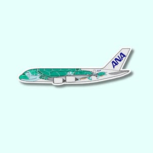 Pegatina de avión ANA A380 (verde) para portátil, maleta, botella de agua, viaje, regalo y diario.