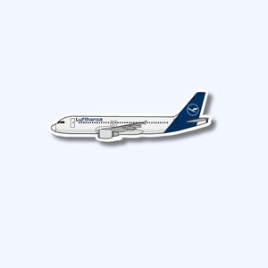 Lufthansa A320 Airbus Airplane Sticker | Decal for Laptop, Suitcase, Water Bottle | Travel, Gift, Journal
