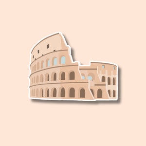 Adesivo do Coliseu de Roma | Decalque para laptop, mala, garrafa de água | Viagem, presente, diário