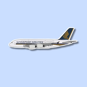 Pegatina/calcomanía del avión A380 de Singapur para portátil, maleta, botella de agua, viaje, regalo o diario.