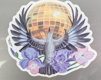 Chalk Art Mockingbird Sunsphere Iris Knoxville Bumper Sticker - 5.5"x4.25" Premium Adhesive Vinyl Decal with Protective UV Gloss Laminate
