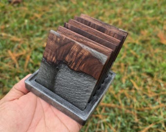 Untersetzer aus Holz und Epoxidharz | Set Untersetzer aus Kunstharz | Einzigartiges Einzugsgeschenk