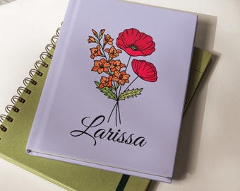 Personalized Birth Flower Hardcover Notebook: Custom New Mom Journal with Name, Corporate Gift Ideas, Present for Her