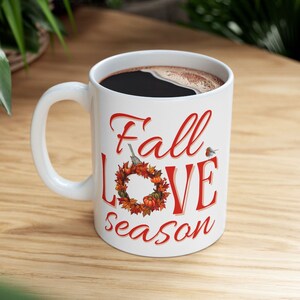 Thanksgiving Coffee Mug: Autumn Wreath Design, Fall Home Decor