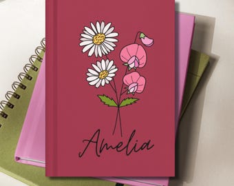 Personalized Birth Flower Hardcover Notebook: End of School Preschool Daycare Teacher Gift Idea Journal from Student