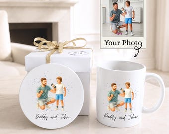 Custom Watercolor Mug and Coaster Gift Set: Personalized Unique Gift Ideas, Fathers Day Present for Men Who Have Everything for Dad