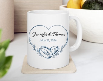 Personalized Wedding Mug: Custom Couple's Gift, Engagement Keepsake