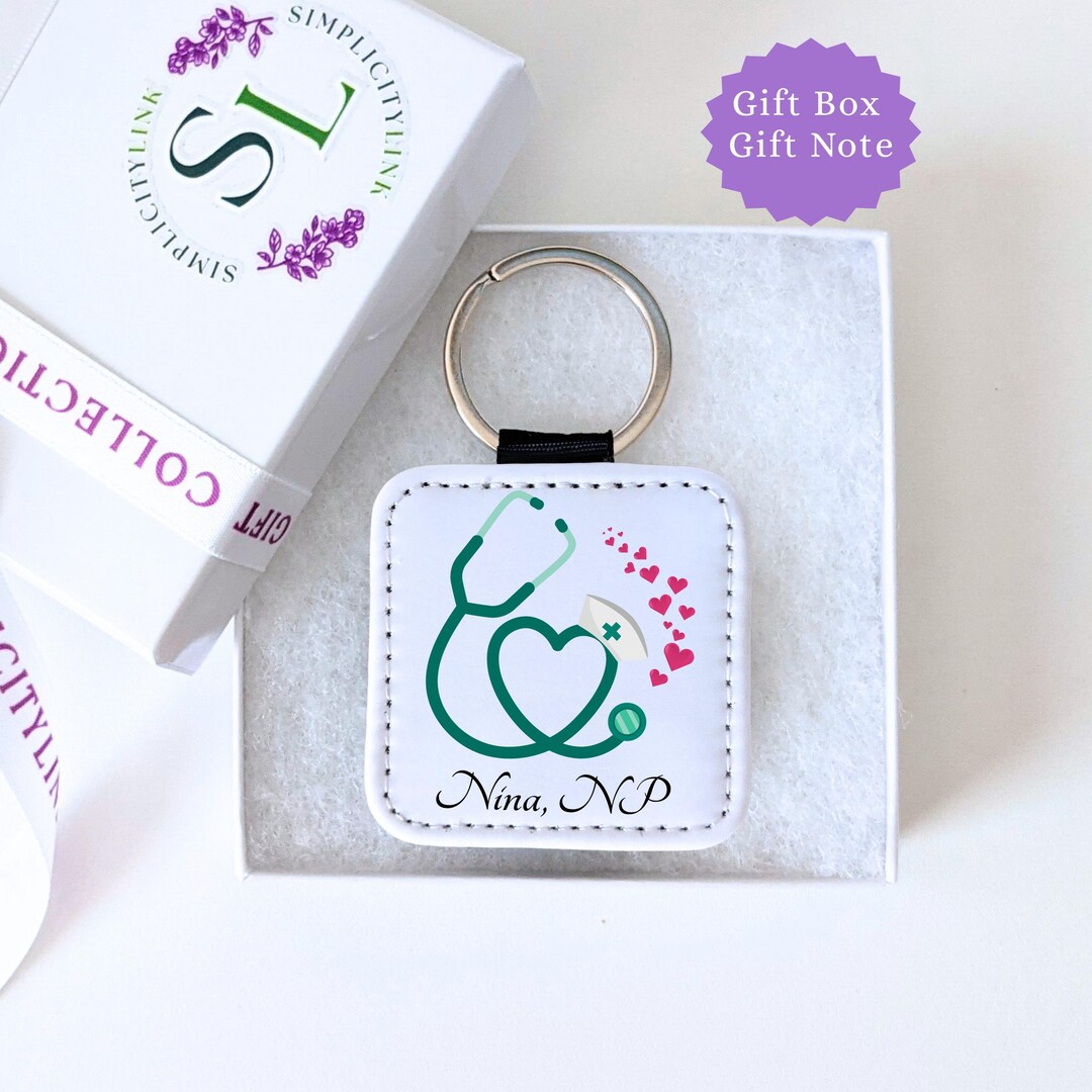 Personalized Nurse Keychain: Stethoscope Vegan Leather Bag Tag, Nurse ...