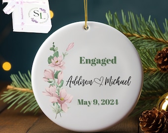 Personalized Engagement Ornament, Custom Wedding Gift