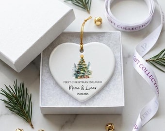 Personalized First Christmas Engaged Married 2025 Ornament: Wedding Keepsake, Anniversary Gift, New Couple Gift with Names and Date/Year