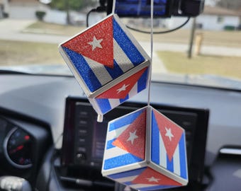 Lone Star Flag Cube Hanger – Rearview Mirror Charm