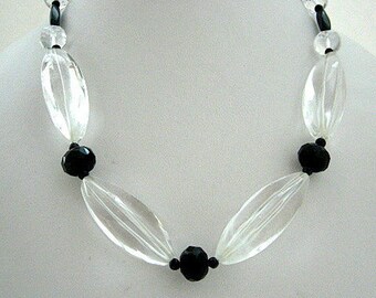 Necklace- Crystal Quartz - black Quartz Roundells- blue Sandstone- Gift idea - A simple CHIC