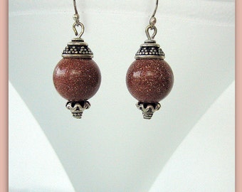 Earrings-Goldstone-Bali silver