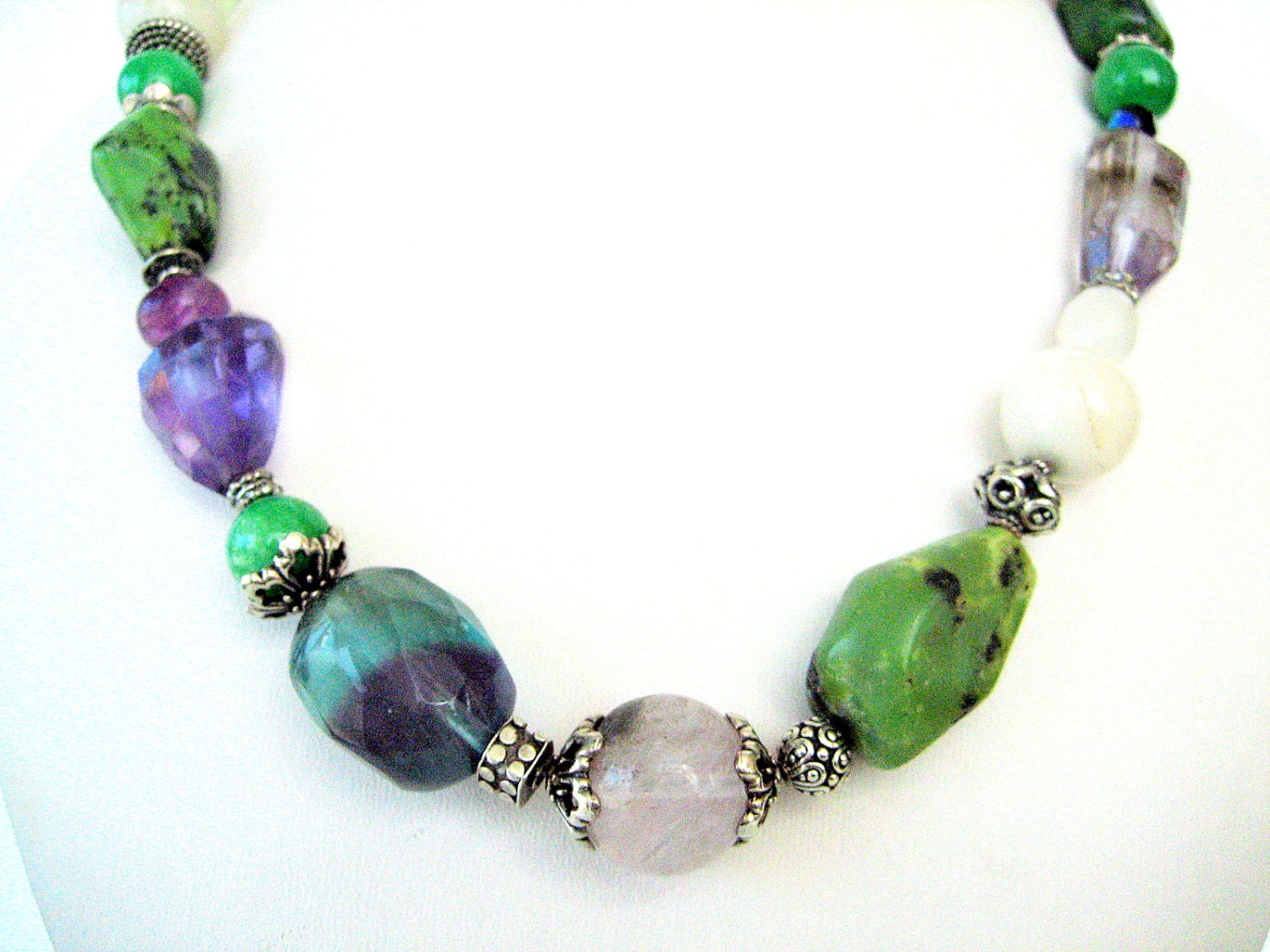 Necklace Australian Jade flourite Amethysts Sterling Etsy