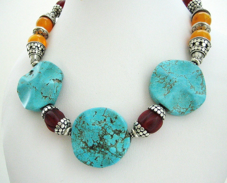 Necklace Choker Turquoise Resin Sterling silver image 3