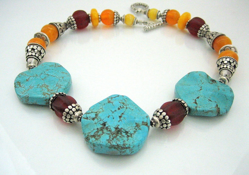 Necklace Choker Turquoise Resin Sterling silver image 4