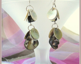 Earrings- Dangling earrings- Natural Pearl coins- Freshwater Pearls- Sterling silver- Gift idea