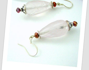 Earrings - Rose Quartz - Swarovski crystal – Sterling silver