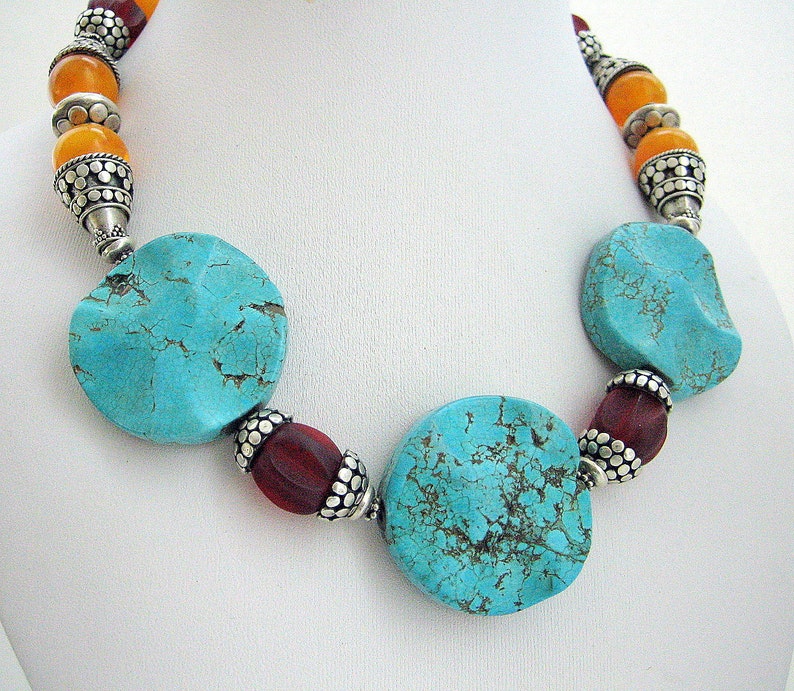 Necklace Choker Turquoise Resin Sterling silver image 2