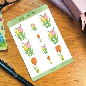 Tulip Stickers - Spring Stickers for Scrapbook Journal Supplies - Watercolour Flowers - Spring Planning - Colourful Florals