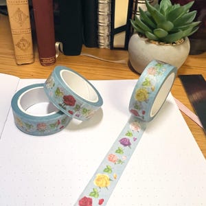 Rose Garden Washi Tape | Pretty Florals Journaling Craft Tape | Scrapbooking Tape | Low Tac Tape