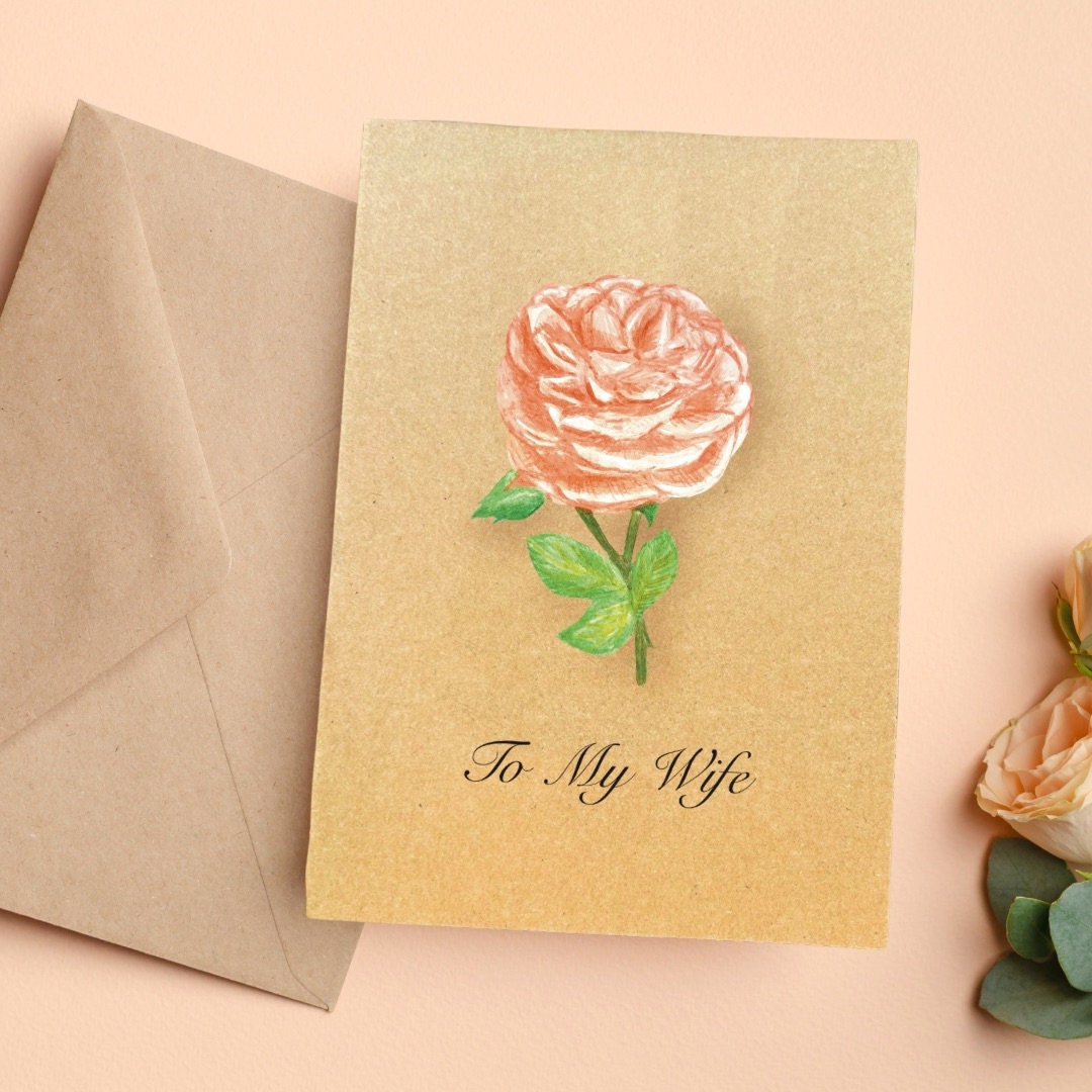 Reshaim Roses Card Peach Rose Card Romantic Card Custom Handmade Colourful Card ...